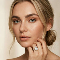 2.29 Ct Radiant & Round Moissanite Halo Ring for Women