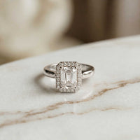 2.29 Ct Radiant & Round Moissanite Halo Ring for Women