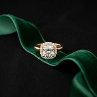 2.27 Ct Cushion Cut Moissanite Classic Halo Ring