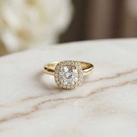 2.27 Ct Cushion Cut Moissanite Classic Halo Ring