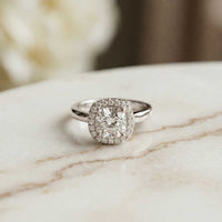 2.27 Ct Cushion Cut Moissanite Classic Halo Ring