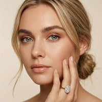 2.24 Ct Oval Cut Moissanite Signature Halo Ring