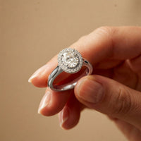2.24 Ct Oval Cut Moissanite Signature Halo Ring