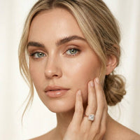 2.26 Ct Princess & Round Moissanite Geometric Halo Ring