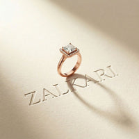 2.26 Ct Princess & Round Moissanite Geometric Halo Ring