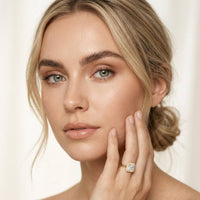 2.26 Ct Princess & Round Moissanite Geometric Halo Ring