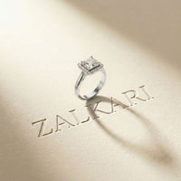 2.26 Ct Princess & Round Moissanite Geometric Halo Ring