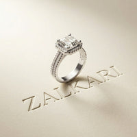 2.90 Ct Asscher Cut Moissanite Double Pavé Halo Ring White