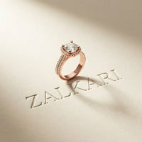 2.9 Ct Cushion Cut Moissanite Double Pavé Halo Ring