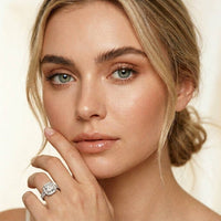 2.9 Ct Cushion Cut Moissanite Double Pavé Halo Ring