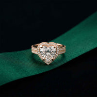 2.9 Ct Heart Cut Moissanite Cathedral Pavé Halo Ring