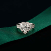 2.9 Ct Heart Cut Moissanite Cathedral Pavé Halo Ring