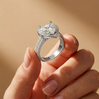 2.9 Ct Heart Cut Moissanite Cathedral Pavé Halo Ring