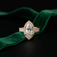 2.9 Ct Marquise Cut Moissanite Cathedral Accent Ring