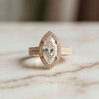 2.9 Ct Marquise Cut Moissanite Cathedral Accent Ring