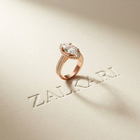 2.9 Ct Marquise Cut Moissanite Cathedral Accent Ring