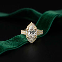 2.9 Ct Marquise Cut Moissanite Cathedral Accent Ring
