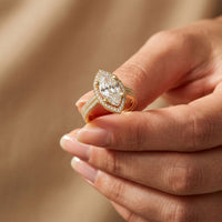 2.9 Ct Marquise Cut Moissanite Cathedral Accent Ring