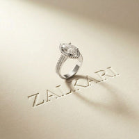 2.9 Ct Marquise Cut Moissanite Cathedral Accent Ring