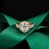 2.9 Ct Oval Cut Moissanite Luxe Pavé Band Ring