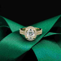 2.9 Ct Oval Cut Moissanite Luxe Pavé Band Ring