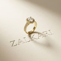 2.9 Ct Oval Cut Moissanite Luxe Pavé Band Ring