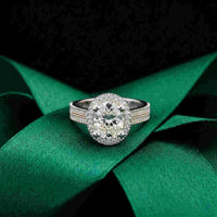2.9 Ct Oval Cut Moissanite Luxe Pavé Band Ring