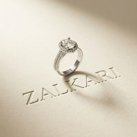 2.9 Ct Oval Cut Moissanite Luxe Pavé Band Ring