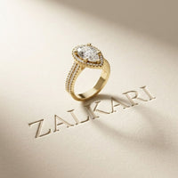2.90 Ct Pear Cut Moissanite Twin Row Pavé Ring