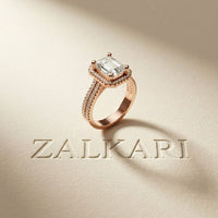 2.9 Ct Radiant Cut Moissanite Split Pavé Shank Ring Rose Gold