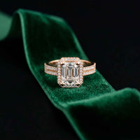 2.9 Ct Radiant Cut Moissanite Split Pavé Shank Ring Rose Gold