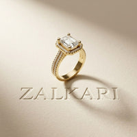 2.9 Ct Radiant Cut Moissanite Split Pavé Shank Ring Gold