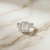 2.9 Ct Radiant Cut Moissanite Split Pavé Shank Ring White