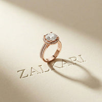 2.9 Ct Round Cut Moissanite Luxe Halo Ring Rose Gold