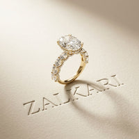 7 Ct Oval Cut Moissanite Vintage Halo Ring Gold