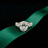 7 Ct Oval Cut Moissanite Vintage Halo Ring White