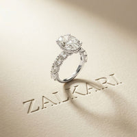 7 Ct Oval Cut Moissanite Vintage Halo Ring White