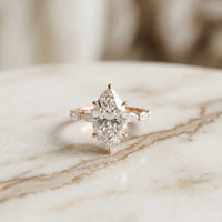 4.75 Ct Marquise Cut Moissanite Marquise Accent Ring Rose Gold