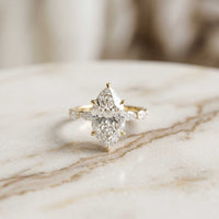 4.75 Ct Marquise Cut Moissanite Marquise Accent Ring Gold