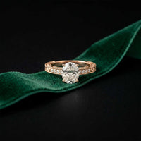 2.20 Ct Oval Cut Moissanite Vintage Halo Ring Rose Gold