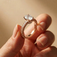 2.20 Ct Oval Cut Moissanite Vintage Halo Ring Rose Gold