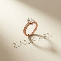 2.20 Ct Oval Cut Moissanite Vintage Halo Ring Rose Gold
