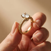 2.20 Ct Oval Cut Moissanite Vintage Halo Ring Gold