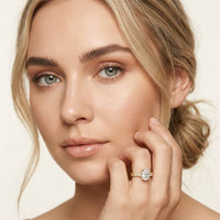 2.20 Ct Oval Cut Moissanite Vintage Halo Ring Gold