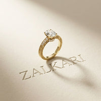 2.20 Ct Oval Cut Moissanite Vintage Halo Ring Gold