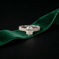 2.20 Ct Oval Cut Moissanite Vintage Halo Ring White