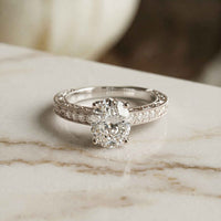 2.20 Ct Oval Cut Moissanite Vintage Halo Ring White