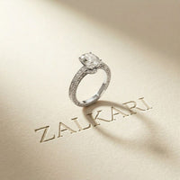 2.20 Ct Oval Cut Moissanite Vintage Halo Ring White