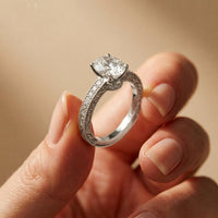 2.20 Ct Oval Cut Moissanite Vintage Halo Ring White