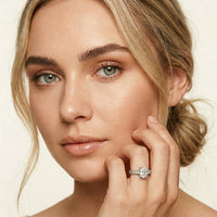 2.20 Ct Oval Cut Moissanite Vintage Halo Ring White